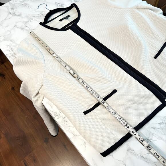 Talbots Women’s 18wp Cream Knit Black Trim Zip Jacket Blazer Size 18wp - Picture 10 of 12